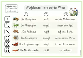 Vorschau - Arbeitsblätter - Wiese - Würfelsätze (2./3./4. Klasse) - Seite 1