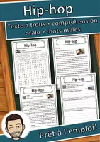 Aperçu - Inclusion - Hip-hop – Fiche : texte à trous, compréhension orale et mots mêlés - Page de couverture