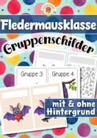 Vorschau - Stationenlernen - Fledermausklasse - Gruppenschilder (Klassentier) - Deckblatt