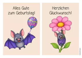 Vorschau - Mal- und Bastelvorlagen - Fledermausklasse - Geburtstagsaufsteller (Klassentier) - Seite 1