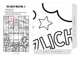 Vorschau - Mal- und Bastelvorlagen - Gemeinschaftsbild | Kooperatives Klassenposter „Herzlich Willkommen bei uns in der … Klasse“ | Gemeinschaftsprojekt mit 30 Bildausschnitten - Seite 2