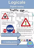 Vorschau - Spiele - Verkehrsschilder / Verkehrszeichen / Traffic signs : Logicals - Englisch Leserätsel - Deckblatt