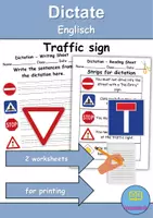 Vorschau - Arbeitsblätter - Dictate: Verkehrsschilder / Verkehrszeichen / Traffic signs - Englisch Ditkat - Deckblatt