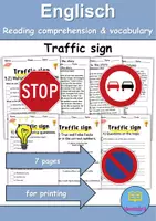 Vorschau - Spiele - Verkehrsschilder / Verkehrszeichen / Traffic signs : Reading comprehension & vocabulary - Englisch - Deckblatt