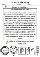 Vorschau - Spiele - Verkehrsschilder / Verkehrszeichen / Traffic signs : Reading comprehension & vocabulary - Englisch - Seite 1