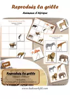 Aperçu - Apprentissages en autonomie - Jeu de reproduction de grille - Animaux d'Afrique - Page de couverture