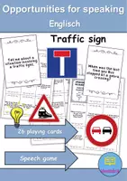 Vorschau - Spiele - Conversation Cards: Verkehrsschilder / Verkehrszeichen / Traffic signs - Englisch (Redespiel/Sprechanlässe) - Deckblatt