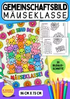 Vorschau - Mal- und Bastelvorlagen - Mäuseklasse | XL-Gemeinschaftsbild zum Ausmalen | Gemeinschaftsbild | Schulanfang | Grundschule | Kooperatives Poster - Deckblatt