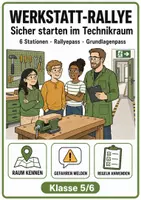 Vorschau - Stundenentwürfe - Werkstatt-Rallye: Sicherheitsparcours im Technikraum (Klasse 5-6) - Deckblatt