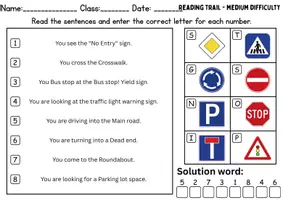 Vorschau - Spiele - Verkehrsschilder / Verkehrszeichen / Traffic signs : Lesespur / Leserätsel Englisch - Seite 2