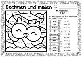 Vorschau - Arbeitsblätter - Rechen-Mal-Blätter - Multiplikation (Back to school) Schulanfang Einmaleins Erste Schulwoche Schuljahresbeginn - Seite 2