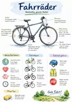 Vorschau - Arbeitsblätter - Lernposter + Arbeitsblätter zum Thema "Fahrrad" + Lösung & Fragen & MP3 + Mindmap + Infografik - Deckblatt