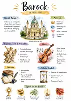 Vorschau - Arbeitsblätter - Lernposter + Barock (Arbeitsblatt und Lösung zum Lückentext von unterricht.schule) + Mindmap + Infografik - Deckblatt