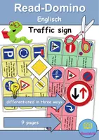 Vorschau - Spiele - Lese-Domino / Reading-Domino - Verkehrsschilder / Verkehrszeichen / Traffic signs - Bastelvorlage (Englisch) - Deckblatt