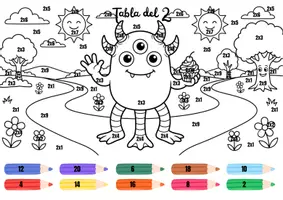 Vista previa - Hojas de trabajo - Monstrutablas: Dibujos con tablas - página 1