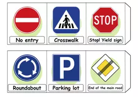 Vorschau - Mal- und Bastelvorlagen - Leporello - Verkehrsschilder / Verkehrszeichen / Traffic signs - Englisch - Seite 1
