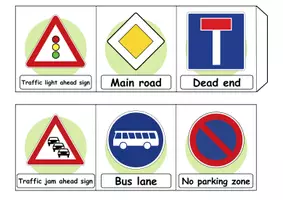 Vorschau - Mal- und Bastelvorlagen - Leporello - Verkehrsschilder / Verkehrszeichen / Traffic signs - Englisch - Seite 2
