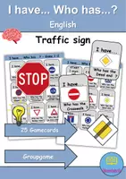 Vorschau - Mal- und Bastelvorlagen - I have... Who has...? (Verkehrsschilder / Verkehrszeichen / Traffic signs ) Ich habe... wer hat...? - Englisch - Deckblatt