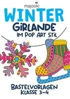 Vorschau - Mal- und Bastelvorlagen - Pop Art Winter - Pop Art Kunst - Pop Art Girlande Winter - Wintergirlande - Pop Art Bilder - Girlande Winter Basteln - Nr.1 - Kunst Winter Klasse 3 - Winter Kunst Klasse 4 - Girlande basteln - Winter Bastelvorlage - Deckblatt