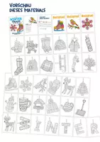 Vorschau - Mal- und Bastelvorlagen - Pop Art Winter - Pop Art Kunst - Pop Art Girlande Winter - Wintergirlande - Pop Art Bilder - Girlande Winter Basteln - Nr.1 - Kunst Winter Klasse 3 - Winter Kunst Klasse 4 - Girlande basteln - Winter Bastelvorlage - Seite 2