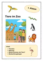 Vorschau - Arbeitsblätter - Tiere im Zoo - 1. Klasse - Deckblatt