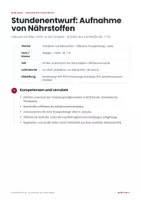 Vorschau - Stundenentwürfe - Nährstoffaufnahme Verdauung Lernheft Kl. 7-9 PLUS Stundenentwurf - Deckblatt