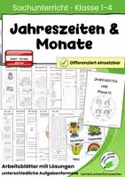 Vorschau - Arbeitsblätter - Jahreszeiten & Monate – Arbeitsblätter für den Sachunterricht | Grundschule & Volksschule | Klasse 1–4 | inkl. Lösungen - Seite 1