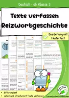 Vorschau - Arbeitsblätter - Reizwortgeschichte schreiben lernen – Erarbeitung mit Mustertext | Arbeitsblätter Deutsch | Klasse 3–4 | inkl. Lösungen - Deckblatt