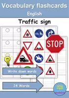 Vorschau - Arbeitsblätter - Vokabelkarten / Vocabulary cards: Verkehrsschilder / Verkehrszeichen / Traffic signs - Lesen & Schreiben (Englisch) - Deckblatt
