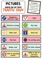 Vorschau - Spiele - Vocabulary sheets: Verkehrsschilder / Verkehrszeichen / Traffic signs - Englische Bildkarten (Vokabelzettel) - Seite 2