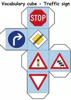 Vorschau - Mal- und Bastelvorlagen - Vocabulary cube / Bilderwürfel - Verkehrsschilder / Verkehrszeichen / Traffic signs - Englisch (Spiel / Game) - Seite 3