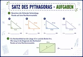 Vorschau - Arbeitsblätter - Mathematik - Klassenzimmeraushang - Satz des Pythagoras - Seite 2
