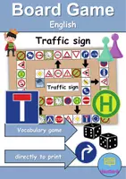 Vorschau - Mal- und Bastelvorlagen - Boardgame: Verkehrsschilder / Verkehrszeichen / Traffic signs • Brettspiel Englisch - Deckblatt