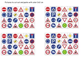 Vorschau - Mal- und Bastelvorlagen - Vokabelbilder: Verkehrsschilder / Verkehrszeichen / Traffic signs - Bildkarten Englisch - Seite 2