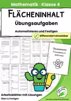 Vorschau - Arbeitsblätter - Flächeninhalt von Rechteck und Quadrat | Klasse 4 - Deckblatt