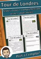 Aperçu - Inclusion - Tour de Londres – Fiche : texte à trous, compréhension orale et mots mêlés - Page de couverture