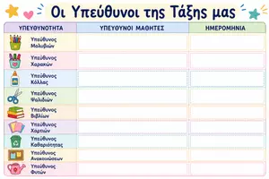 Προεπισκόπηση - Φύλλα εργασίας - Οι Υπεύθυνοι της Τάξης μας - Σελίδα 1