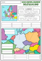 Vorschau - Arbeitsblätter - Deutschland – Nachbarländer erkennen & zuordnen | Kartenarbeit & Arbeitsblätter 5.–6. Klasse - Seite 1