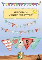 Vorschau - Bildkarten - Wimpelkette "Herzlich Willkommen" - Deckblatt