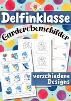 Vorschau - Mal- und Bastelvorlagen - Delfinklasse - Garderobenschilder (Klassentier) - Deckblatt