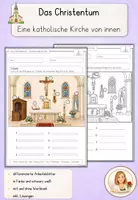 Vorschau - Arbeitsblätter - Katholischer Kirchenraum von innen | Religion Grundschule - Deckblatt