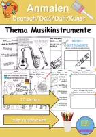 Vorschau - Arbeitsblätter - Materialpaket - Musikinstrumente Malen - DaZ/DaF/Kunst/Deutsch/Sachunterricht - Seite 1