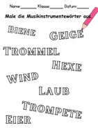 Vorschau - Arbeitsblätter - Materialpaket - Musikinstrumente Malen - DaZ/DaF/Kunst/Deutsch/Sachunterricht - Seite 3