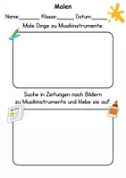 Vorschau - Mal- und Bastelvorlagen - Musikinstrumente Anmalen Wortschatz - Deutsch/DaZ/DaF/Kunst - Klasse 1 und 2 - Seite 3