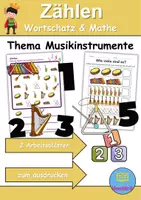 Vorschau - Arbeitsblätter - Musikinstrumente Zählen/Mathematik - Klasse 1 und 2 - Deckblatt