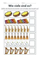 Vorschau - Arbeitsblätter - Musikinstrumente Zählen/Mathematik - Klasse 1 und 2 - Seite 2