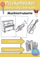 Vorschau - Arbeitsblätter - Ausmalbilder & Prickelbilder PAKET - Musikinstrumente - Grundschule - Bastelvorlagen - Seite 1