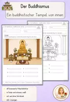 Vorschau - Arbeitsblätter - Buddhistischer Tempel von innen | Buddhismus | Religion Grundschule - Deckblatt