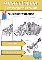 Vorschau - Arbeitsblätter - Ausmalbilder & Mandalas PAKET - Musikinstrumente - Grundschule - Bastelvorlagen - Seite 1