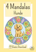 Vorschau - Mal- und Bastelvorlagen - Kostenlose Mandalas Hunde - Ausmalbilder gratis - Kunst Grundschule Klasse 1, Klasse 2, Klasse 3, Klasse 4 - Deckblatt